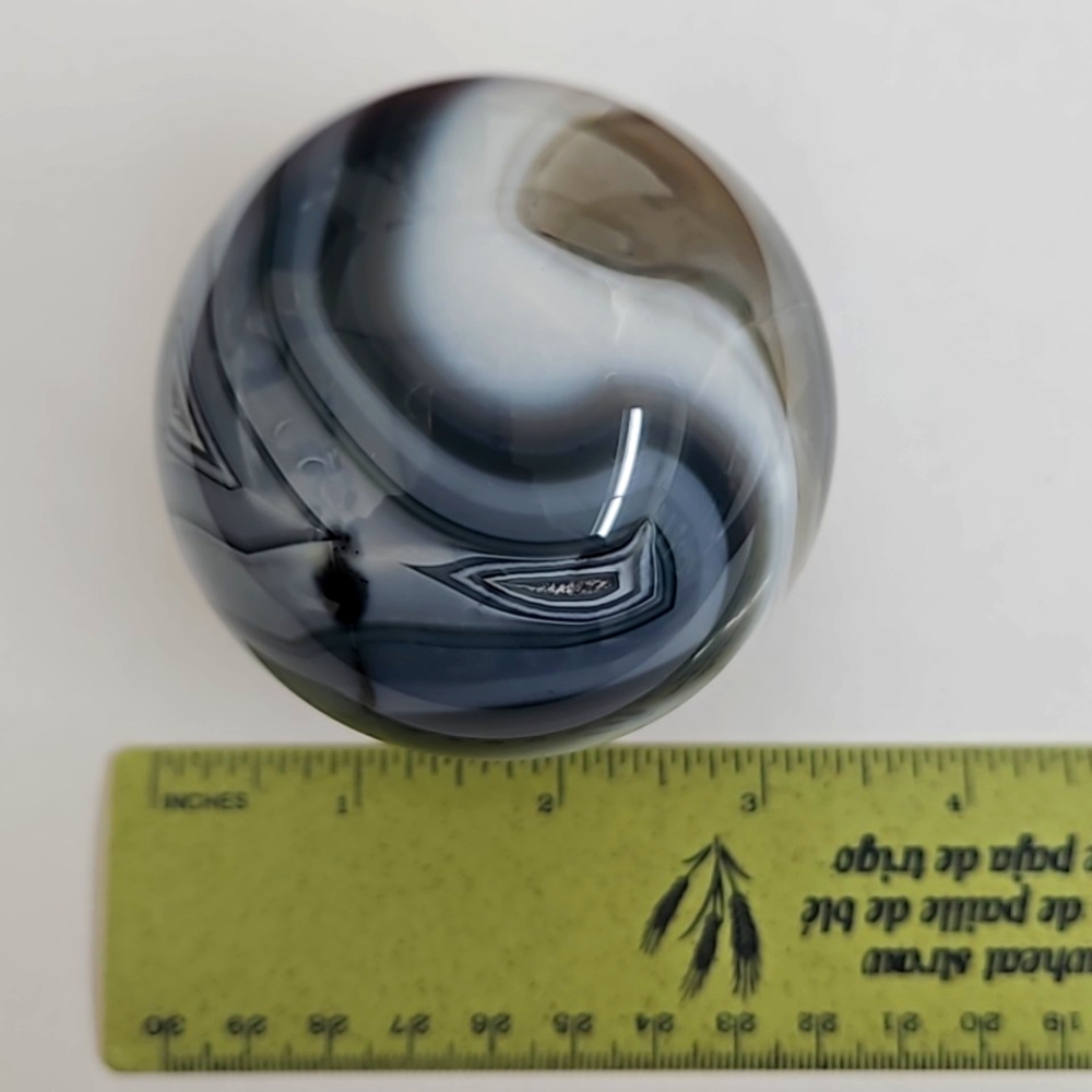 2.8 inch Large black banded agate sphere